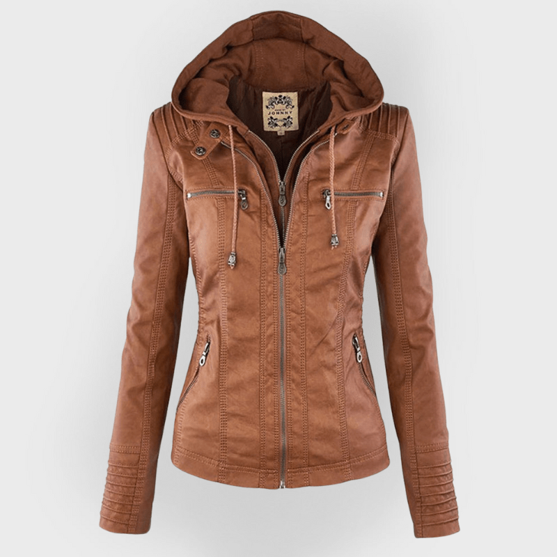 Valentina | Giacca moderna in pelle con cappuccio