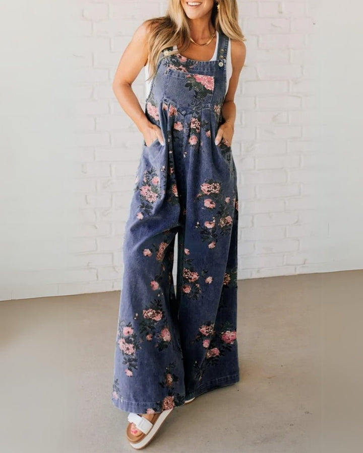 Élodie | Salopette in denim floreale