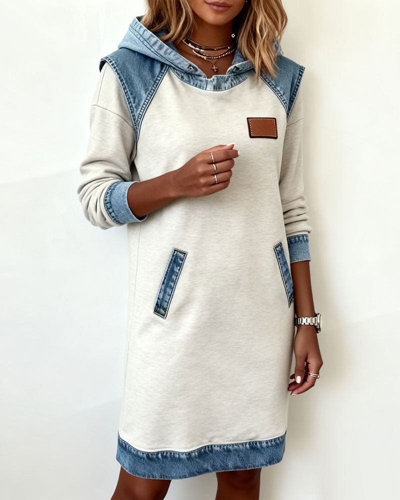 Giada | Abito Casual con Cappuccio e Dettagli in Denim