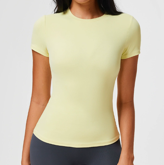 T-shirt girocollo da donna, vestibilità aderente