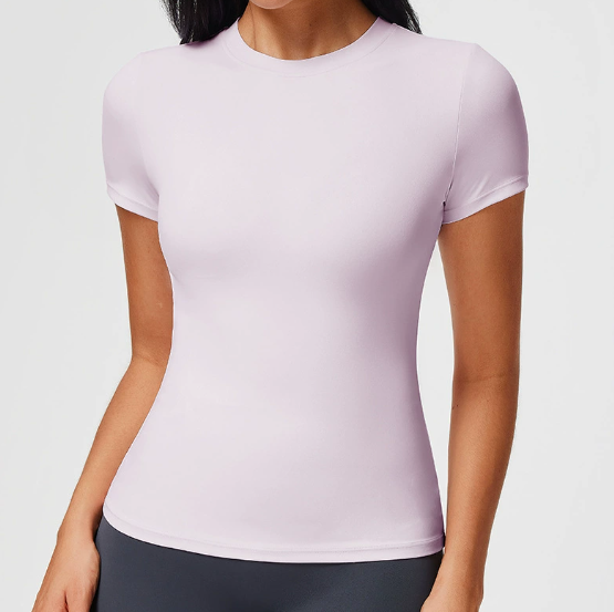 T-shirt girocollo da donna, vestibilità aderente