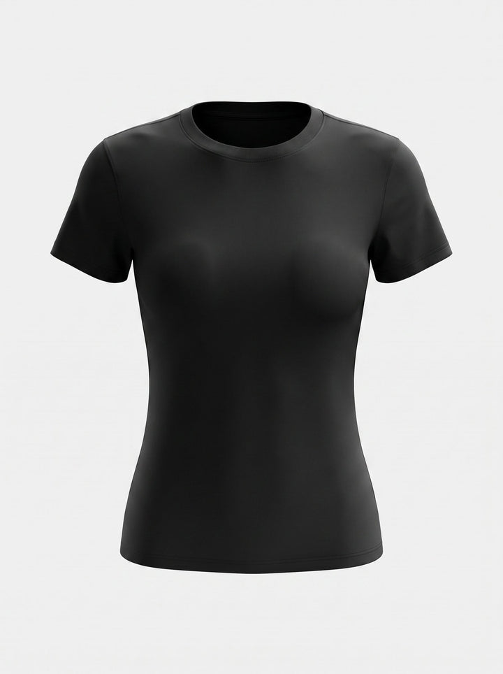 T-shirt girocollo da donna, vestibilità aderente