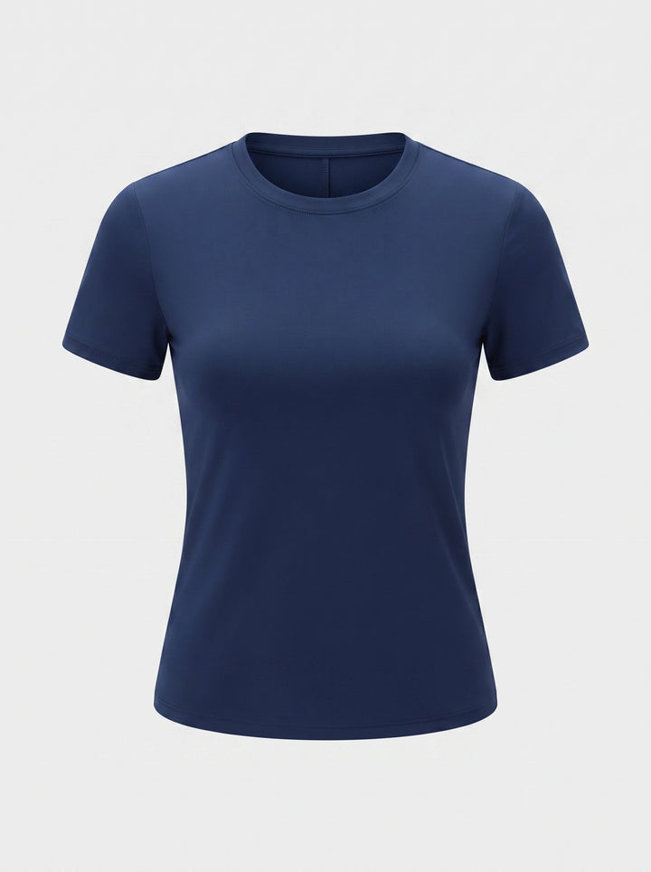 T-shirt girocollo da donna, vestibilità aderente