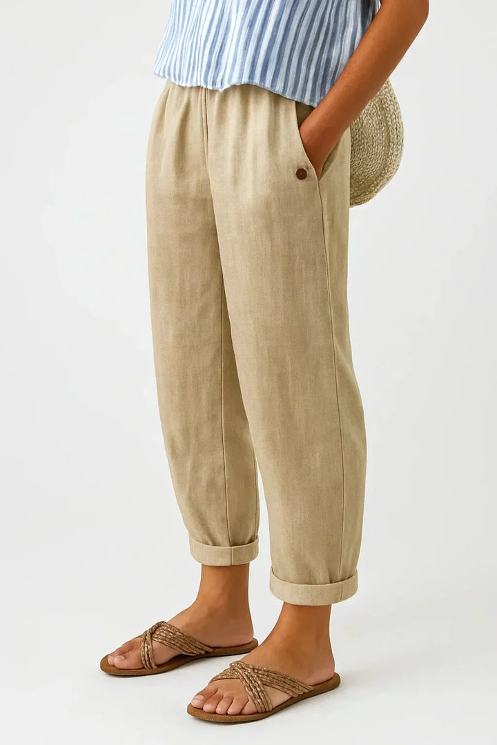 Edith | pantaloni leggeri in lino e cotone eleganti