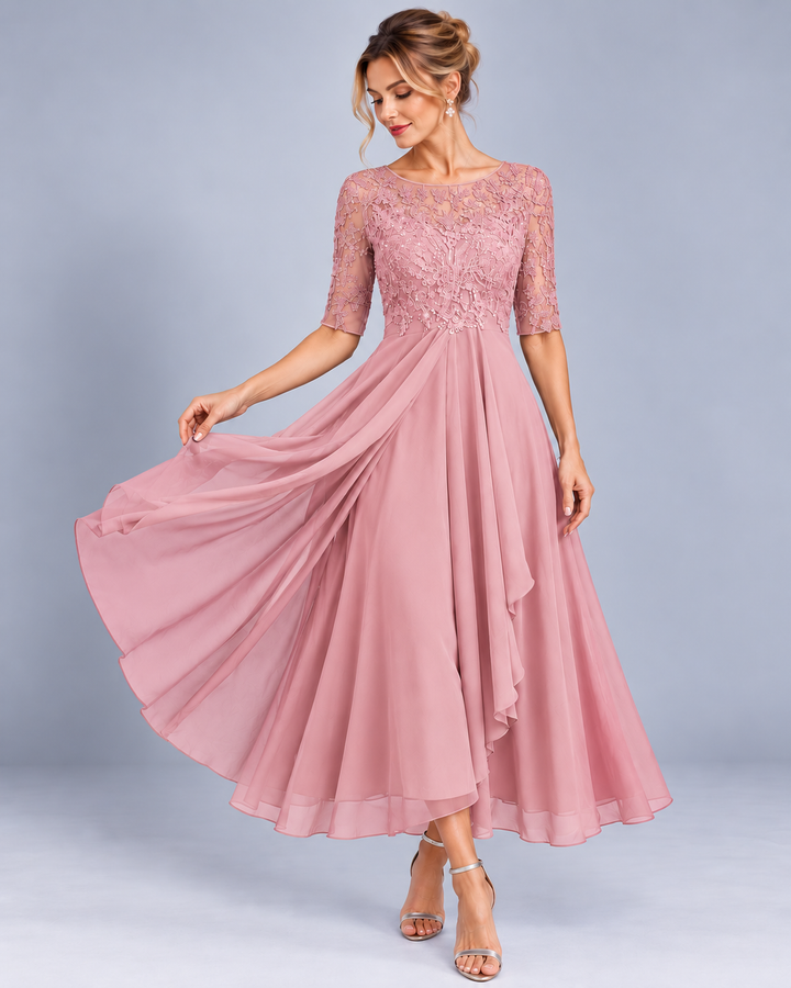 Maria | Abito Elegante in Pizzo e Chiffon