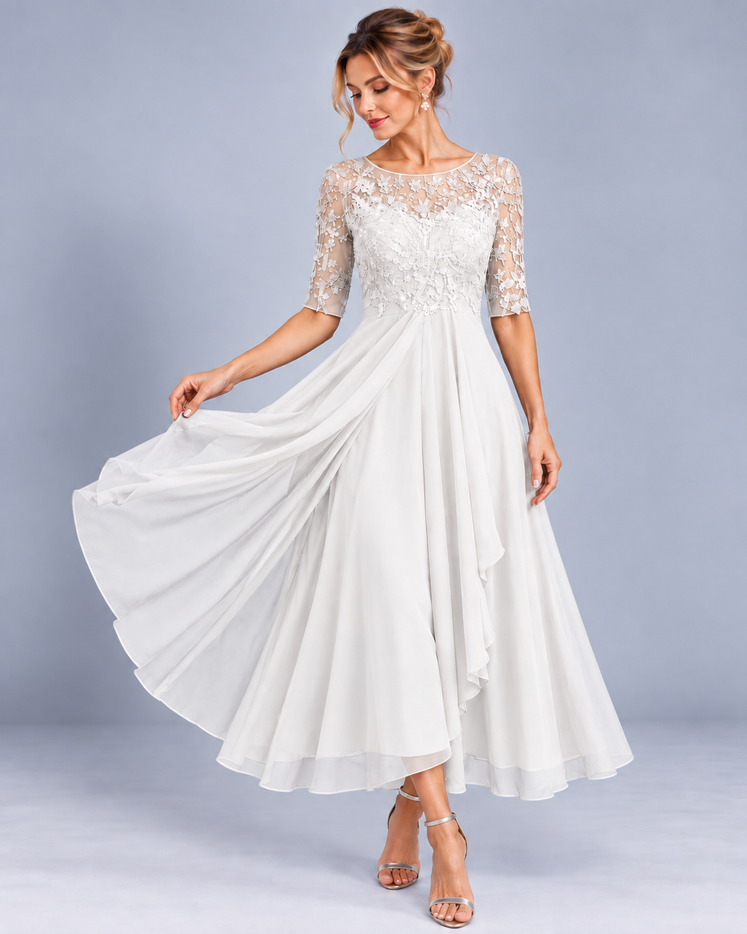 Maria | Abito Elegante in Pizzo e Chiffon