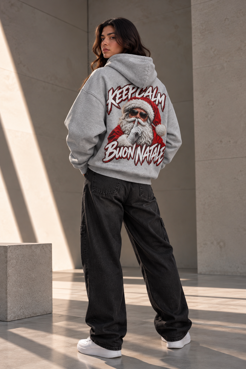 Felpa con Cappuccio Natalizia Unisex– Babbo Natale Streetwear