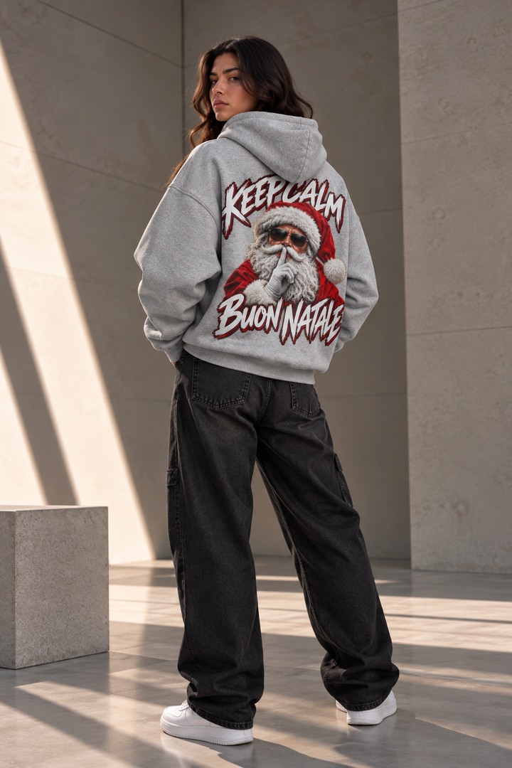 Felpa con Cappuccio Natalizia Unisex– Babbo Natale Streetwear