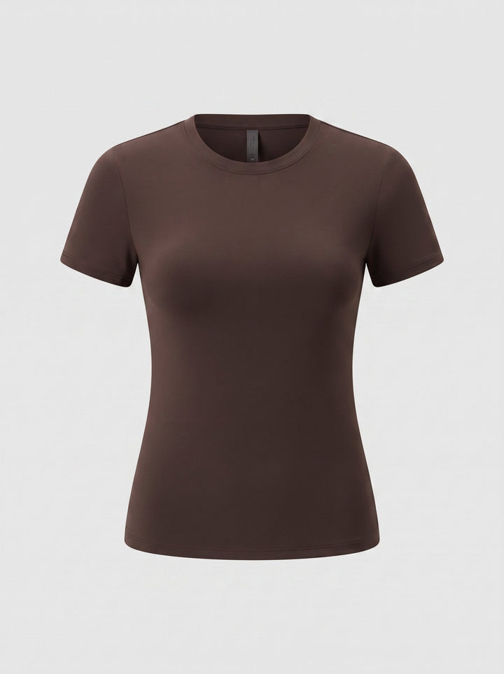 T-shirt girocollo da donna, vestibilità aderente