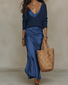 Elena | Abito Midi Satinato con Maglione Incluso