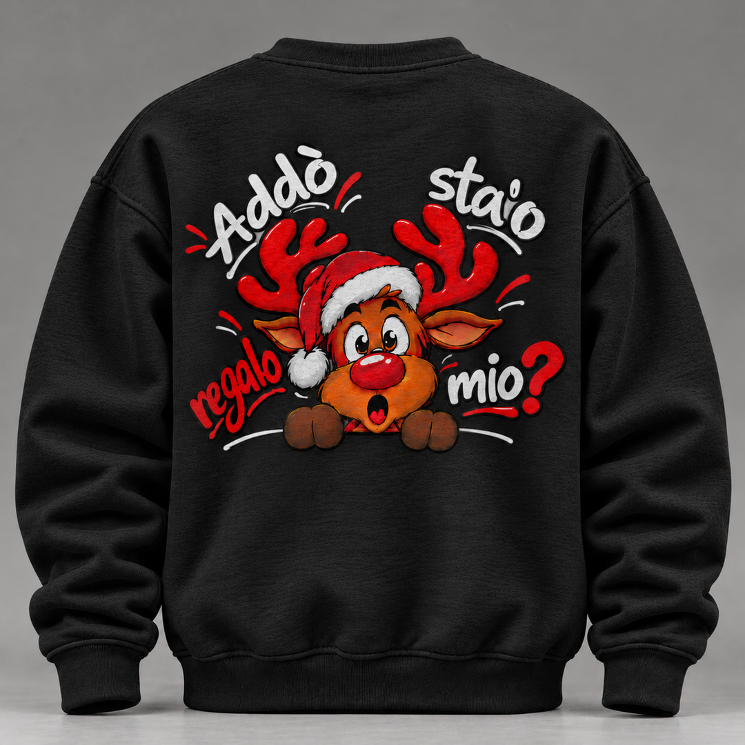 Felpe Senza Cappuccio Natalizia Unisex – Renna Napoletana