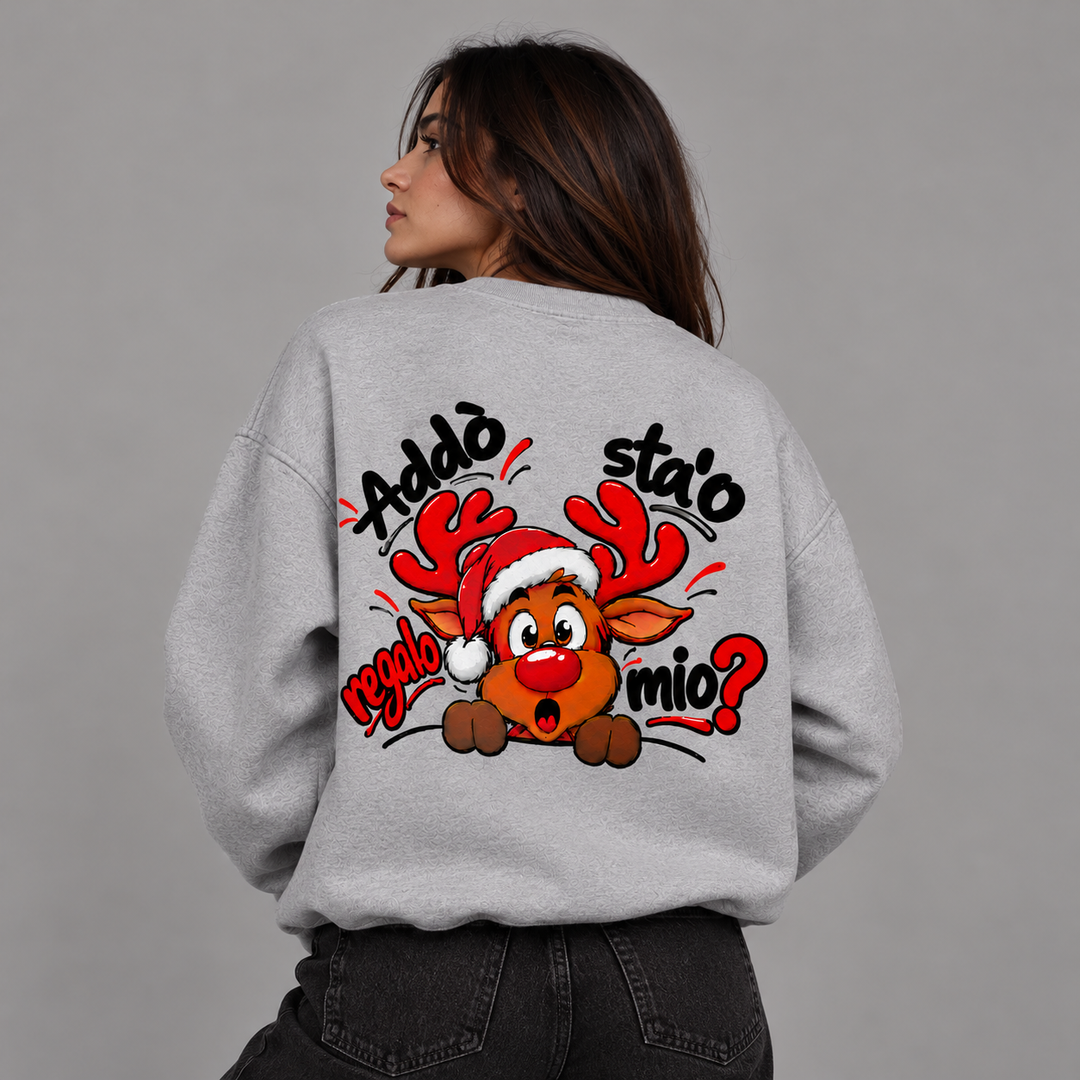 Felpe Senza Cappuccio Natalizia Unisex – Renna Napoletana