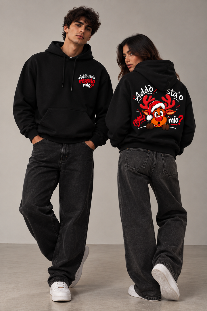 Felpa con Cappuccio Natalizia Unisex – Renna Napoletana
