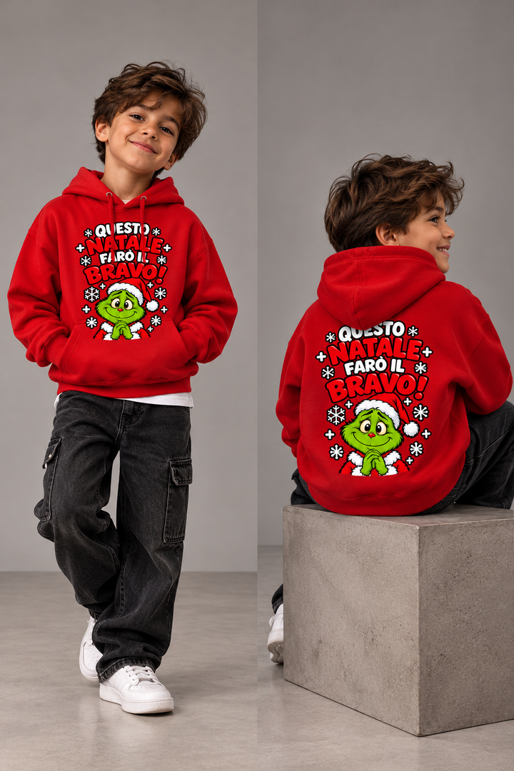 Felpa con cappuccio natalizia bambini  –Il Grinch