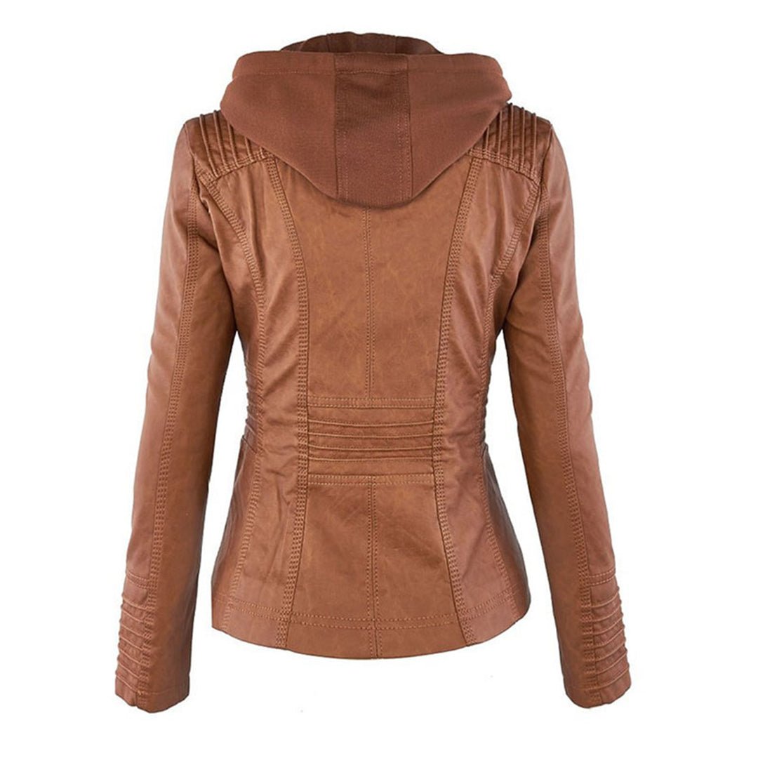 Valentina | Giacca moderna in pelle con cappuccio