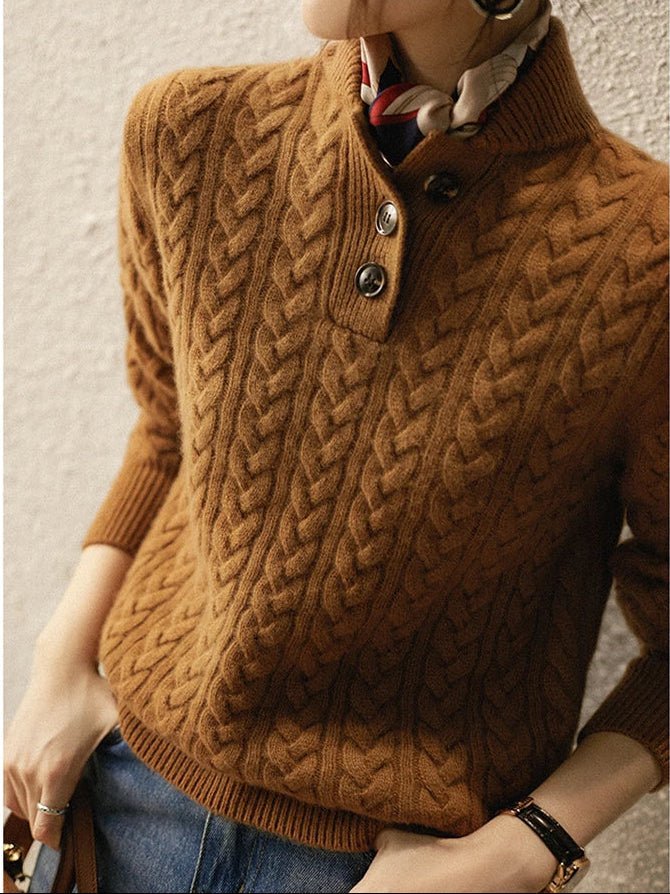 Carla | Maglione in Maglia Intrecciata con Bottoni
