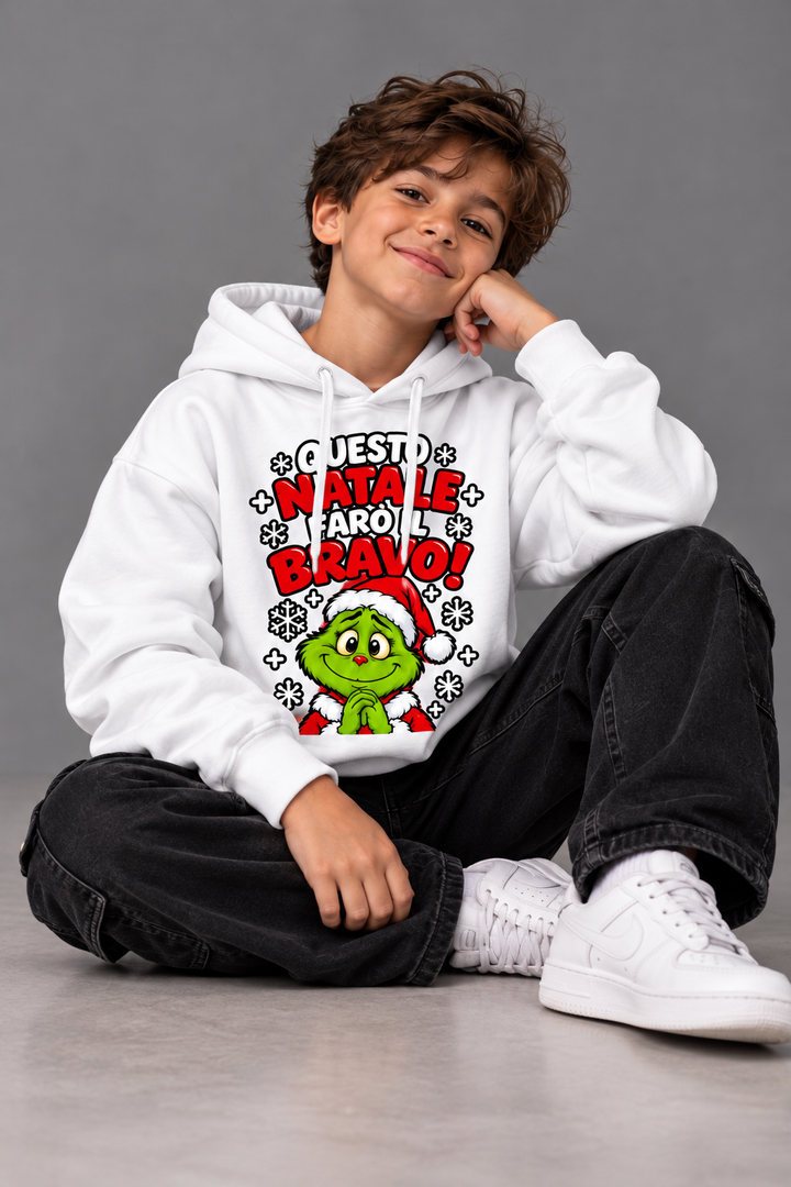 Felpa con cappuccio natalizia bambini  –Il Grinch