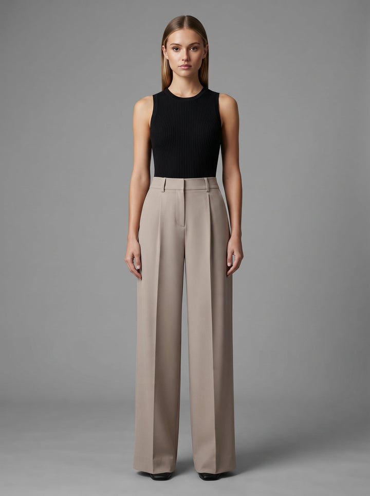 Pantaloni a vita alta da donna a gamba larga