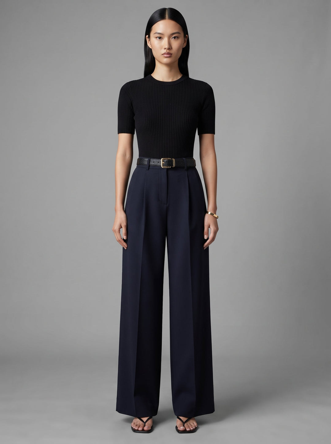 Pantaloni a vita alta da donna a gamba larga