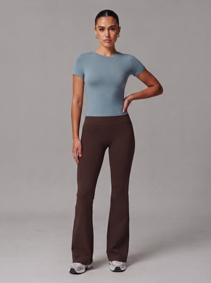 T-shirt girocollo da donna, vestibilità aderente