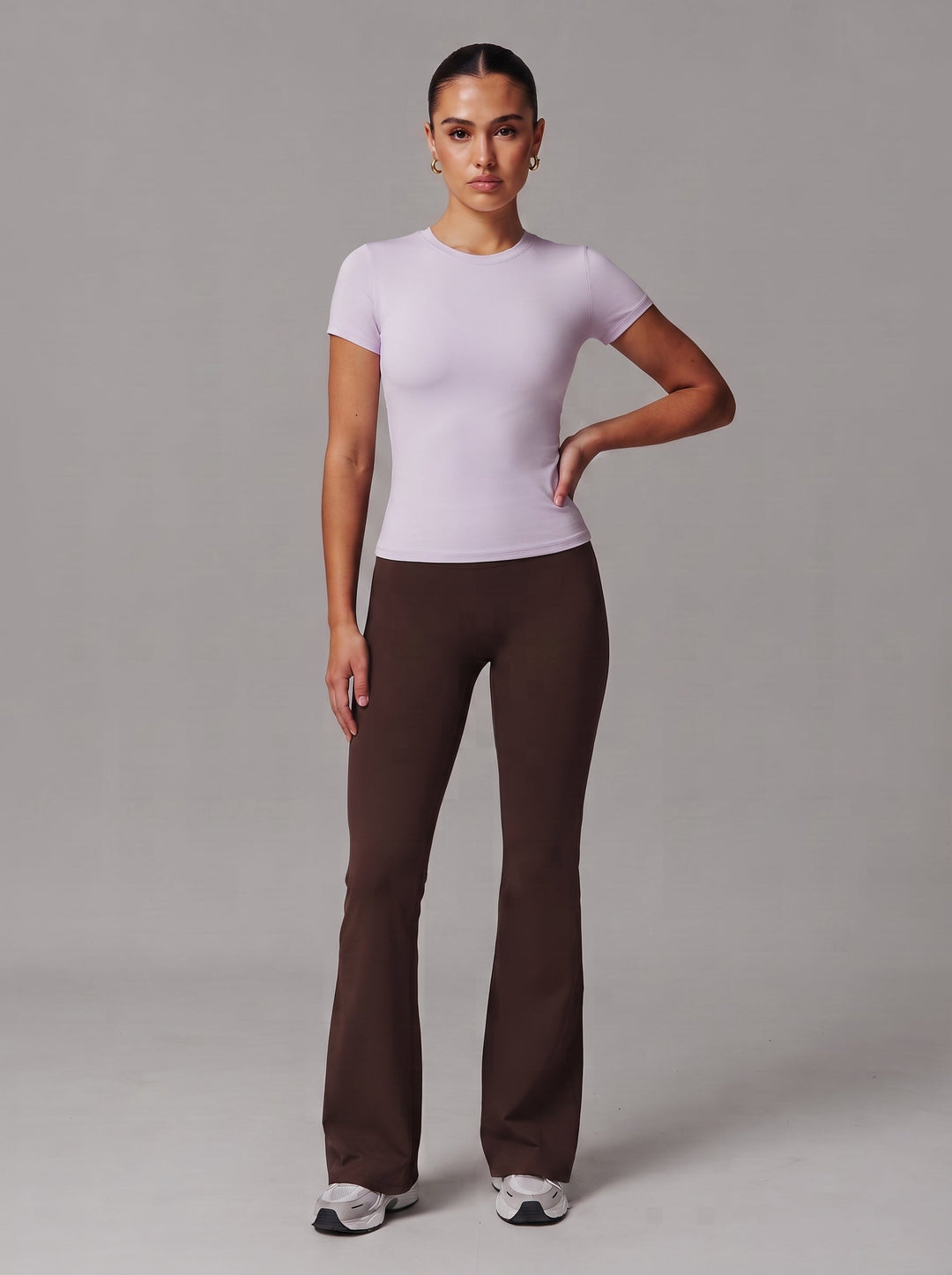 T-shirt girocollo da donna, vestibilità aderente