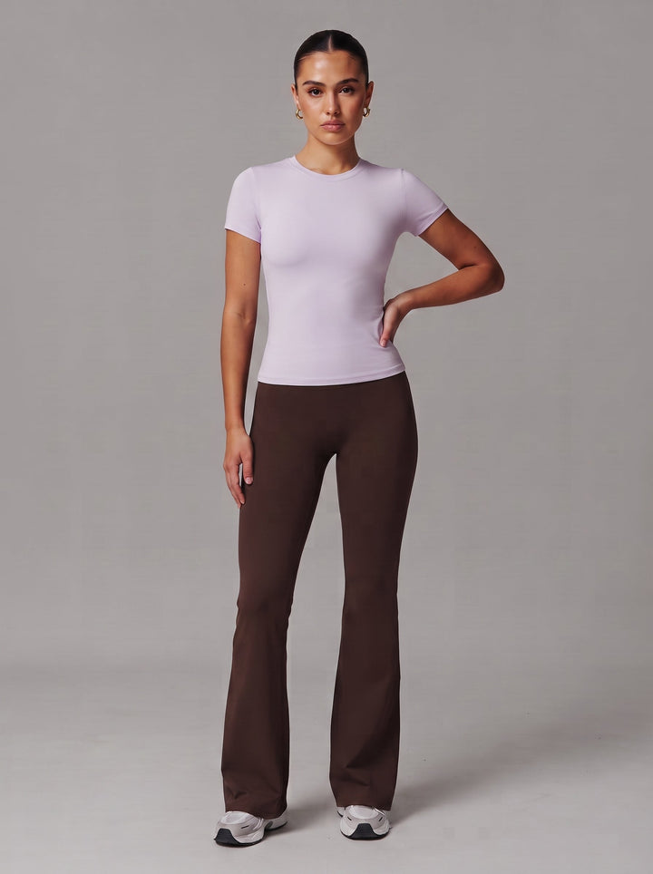 T-shirt girocollo da donna, vestibilità aderente