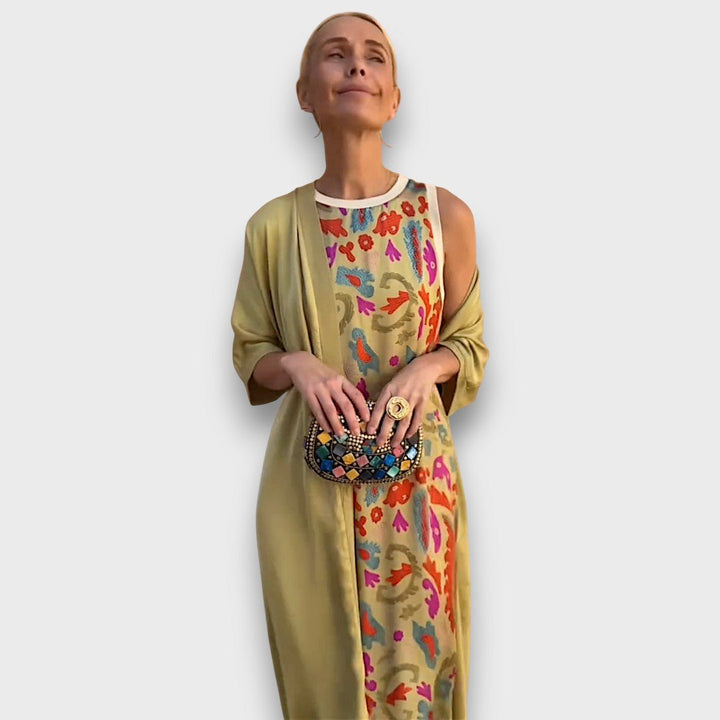 Elveria | Abito maxi con cardigan